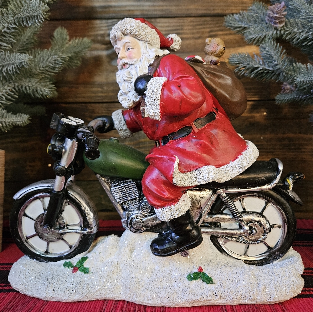 Santa Figurine on Motorcycle